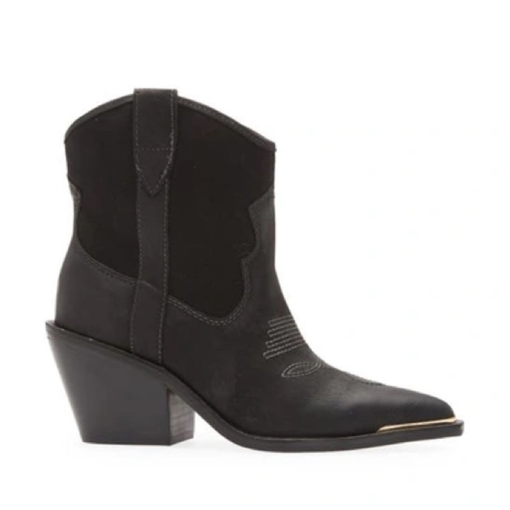 Dolce Vita Nashe Western Bootie in Black Leather